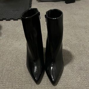 Black shine booties